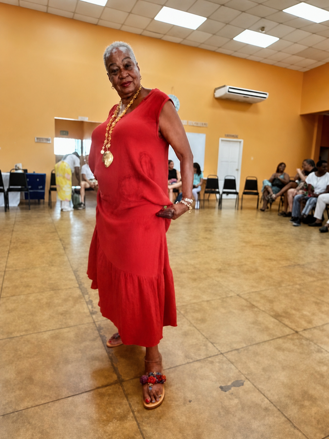 Stepping out at the hall